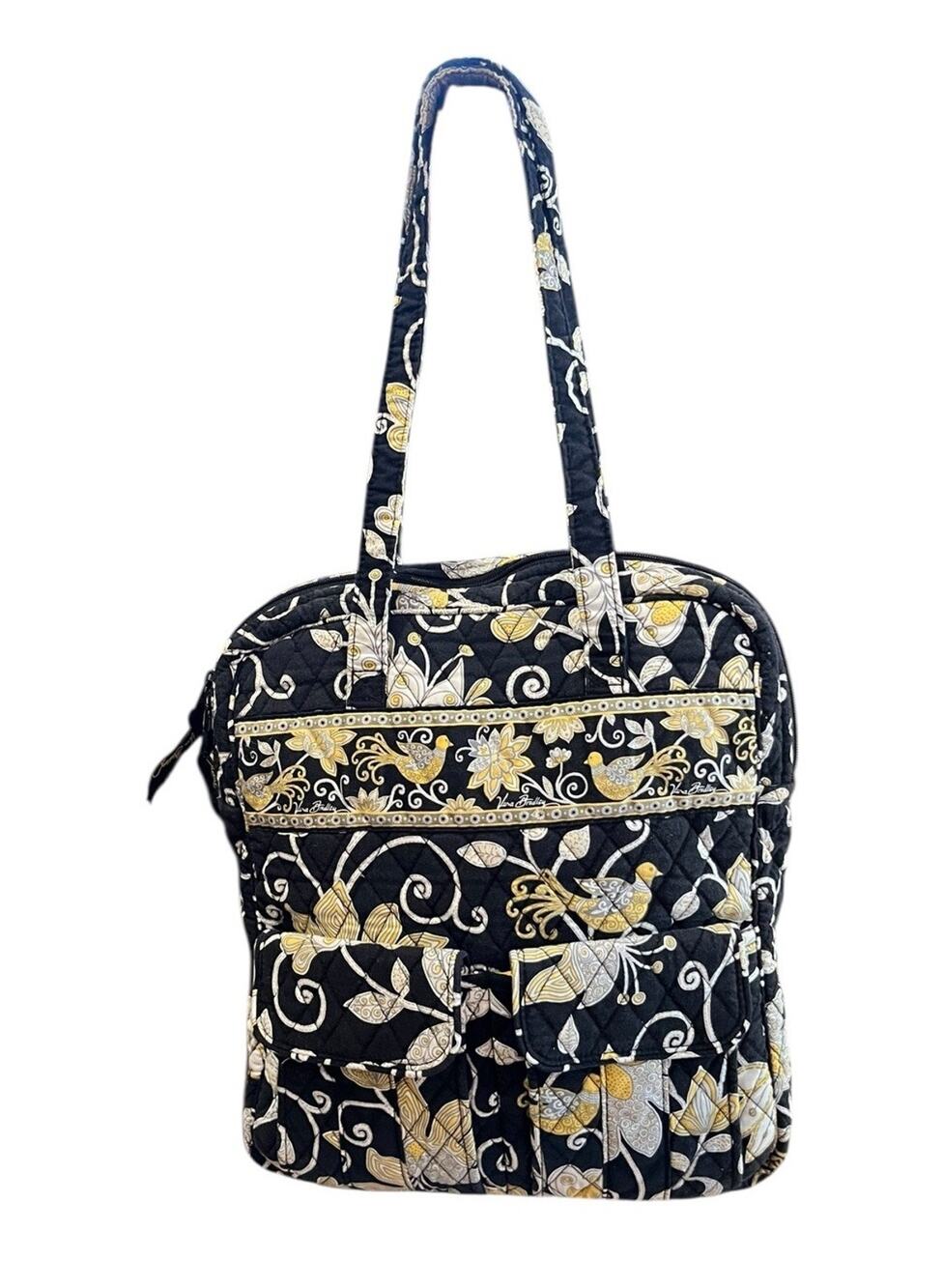 Vera Bradley Tote Bag Tall Zip Yellow Bird Retired Pattern Zip Pockets Diaper